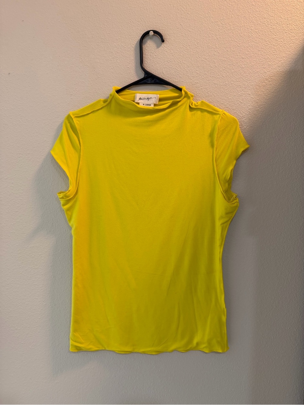 The Line by K Yellow Short Sleeve Mock Neck Top